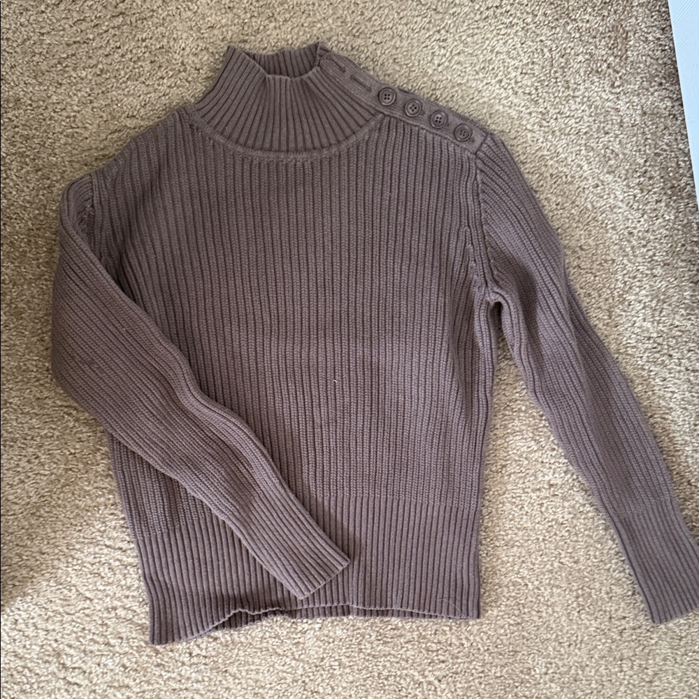 J. Jill Taupe Ribbed Turtleneck Sweater